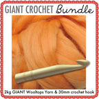 Giant Extreme Crochet Bundle Kit : Peach Wooltops & Hook