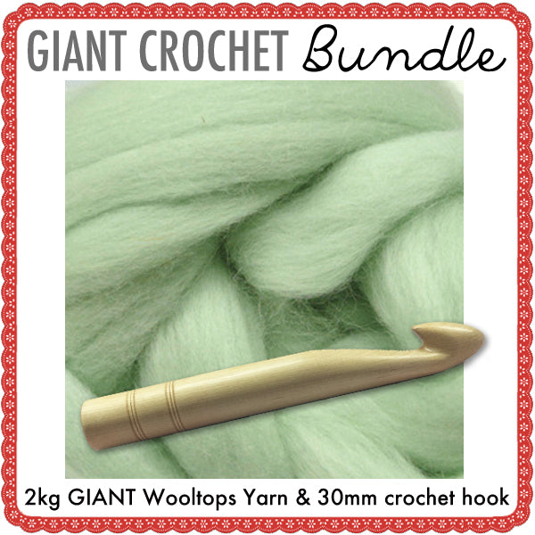 Giant Extreme Crochet Bundle Kit : Peppermint Wooltops & Hook