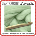 Giant Extreme Crochet Bundle Kit : Peppermint Wooltops & Hook