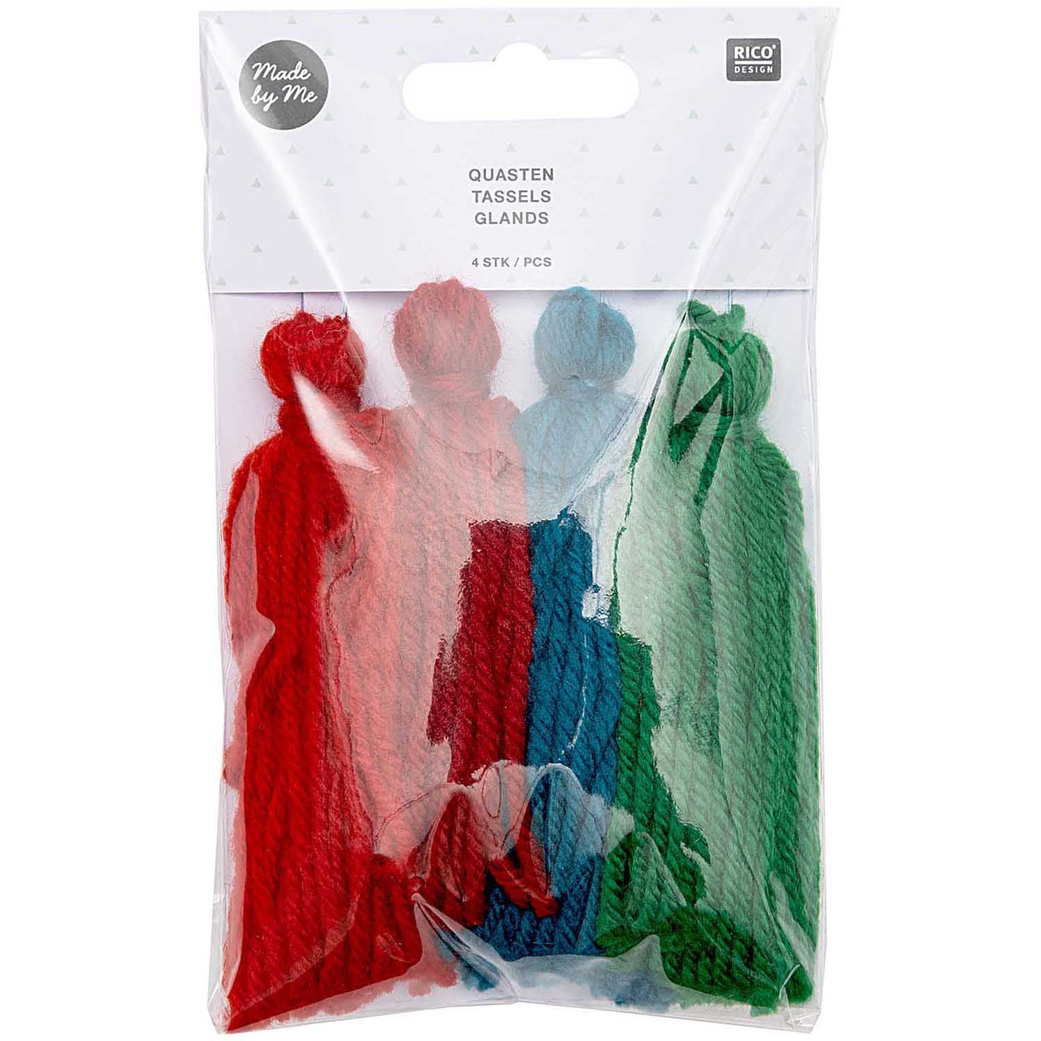Tassels 4 pack Christmas Colours 9cm long (D)