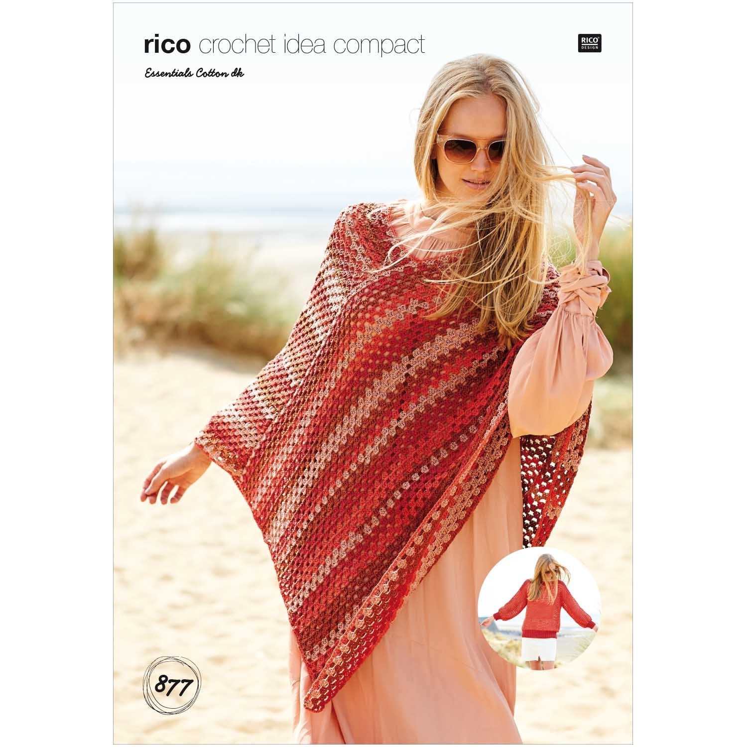 Rico Essentials Cotton Pattern Crocheted Poncho Jumper 877