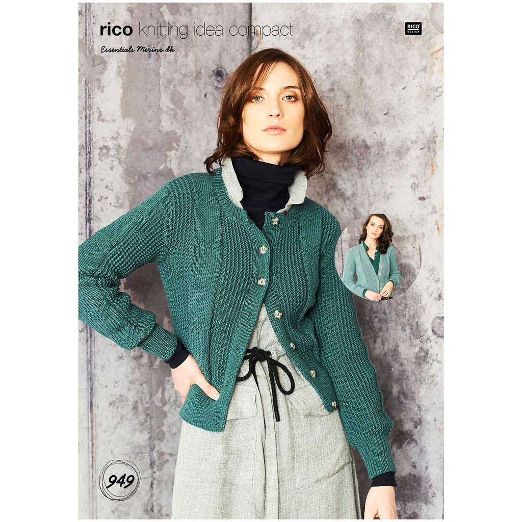 Rico Essentials Merino Cardigan Knitting Pattern 949