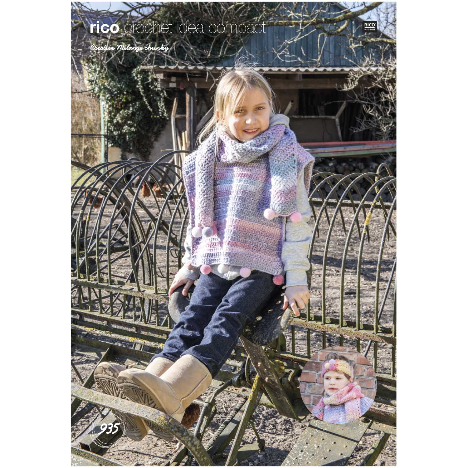 Rico Melange Chunky Pattern Crochet Scarf & Poncho   935