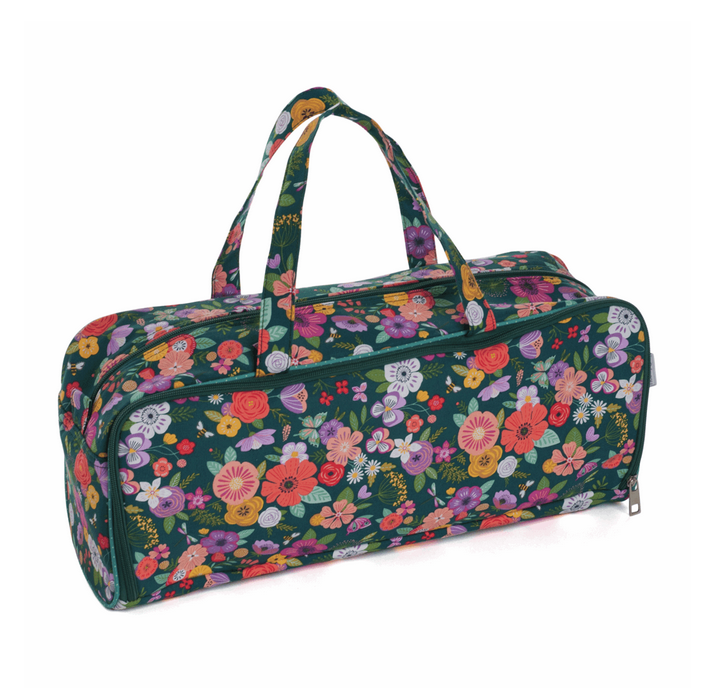 Knitting Bag with Pin Case: Floral Garden: Teal