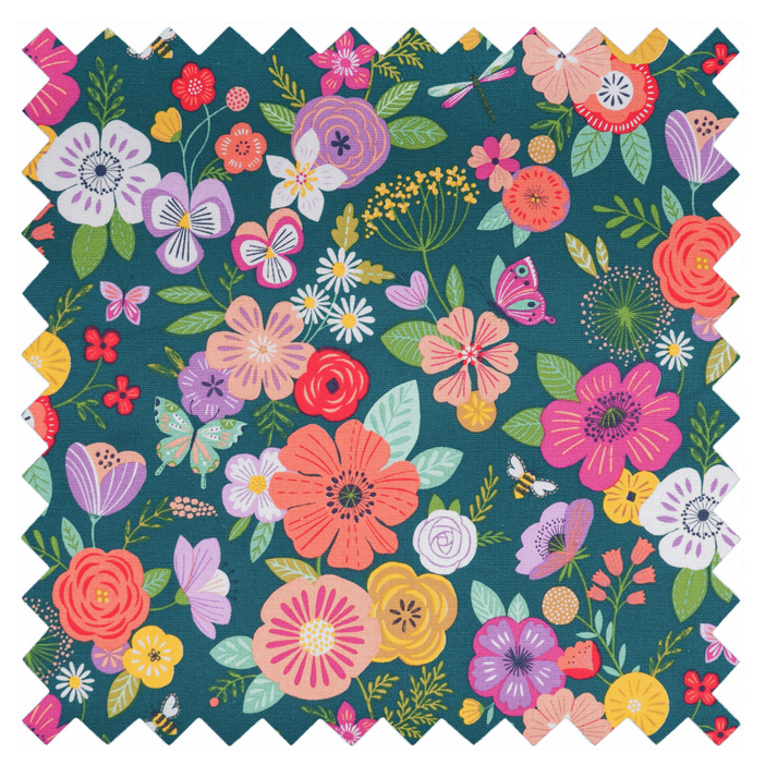 Knitting Bag with Pin Case: Floral Garden: Teal