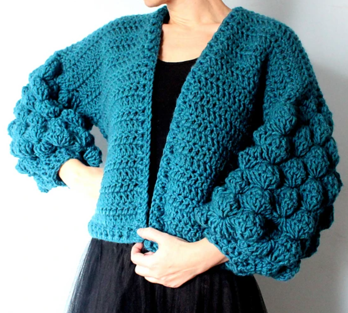 "Fir Cone Cardigan" Crochet Pattern