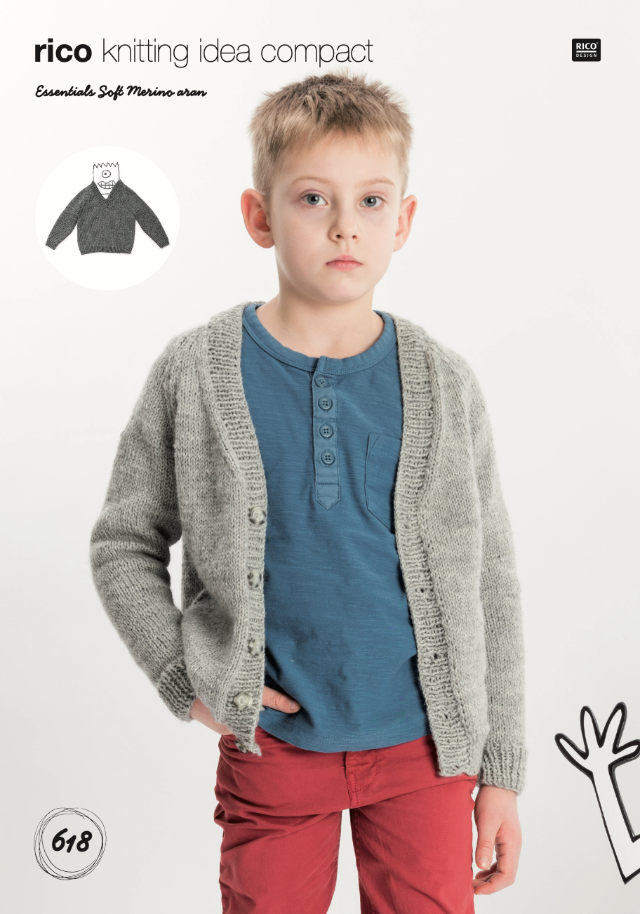 Kids Aran Cardigan and Jumper Knitting Pattern 618
