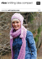 Women's Aran Peruvian Style Hat and Cabled Scarf Knitting Pattern 029