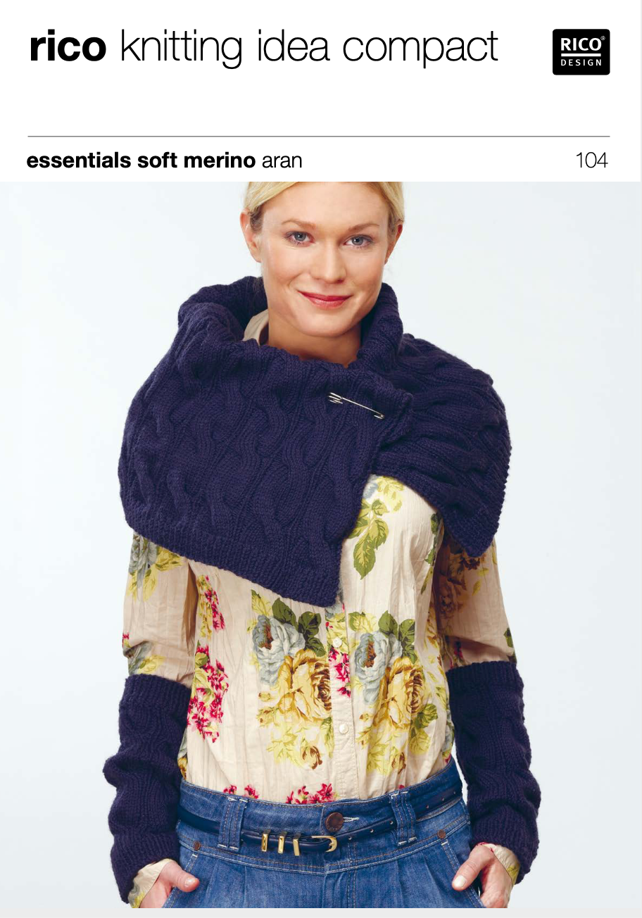 Women's Aran Stole and Wrist Warmer Knitting Pattern 104