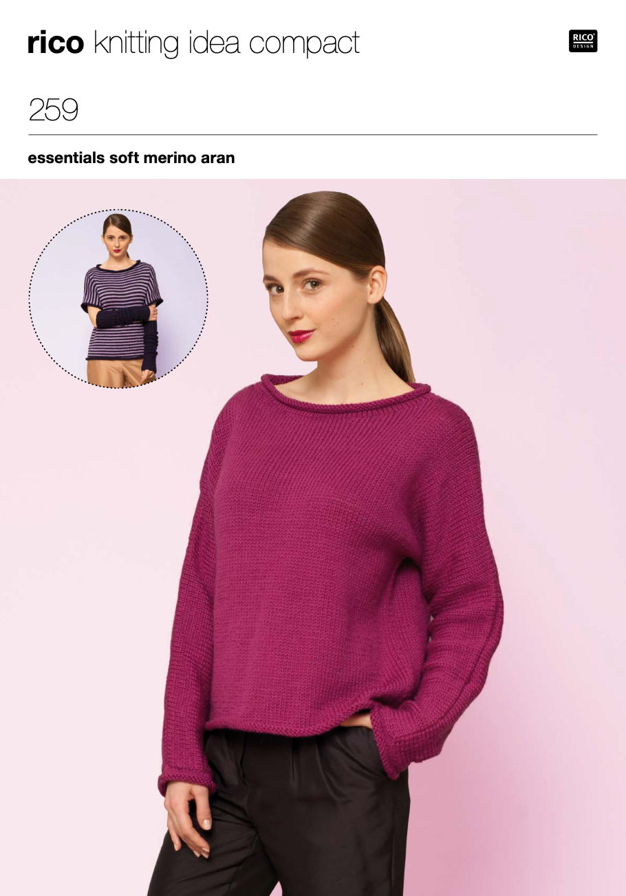 Women's Simple Aran Jumper Knitting Pattern 259 (D)