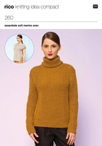 Women's Aran Roll Neck Jumper Knitting Pattern 260