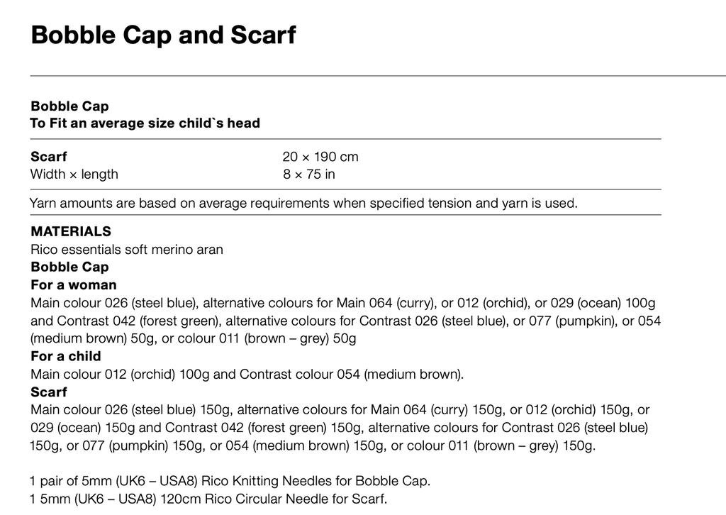 Women's or Child's Aran Hat and Scarf Knitting Pattern 027