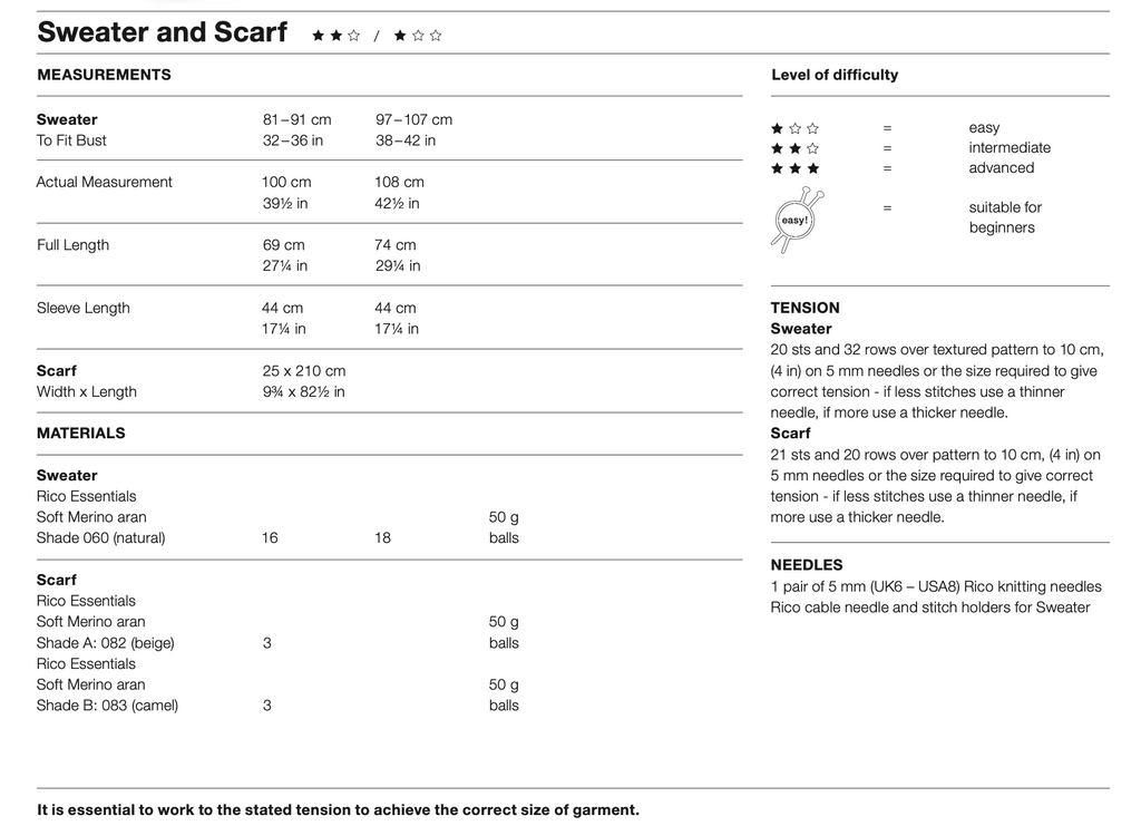 Women's Aran Sweater and Scarf Knitting Pattern 505