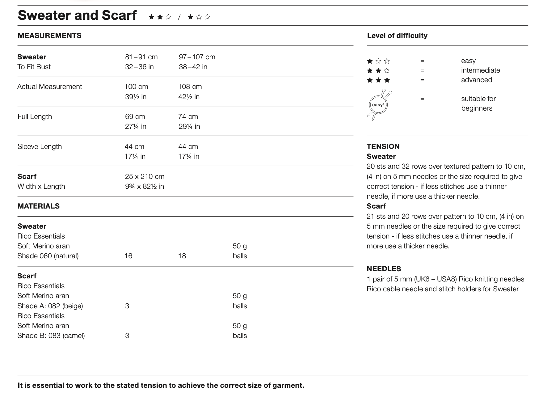 Women's Aran Sweater and Scarf Knitting Pattern 505