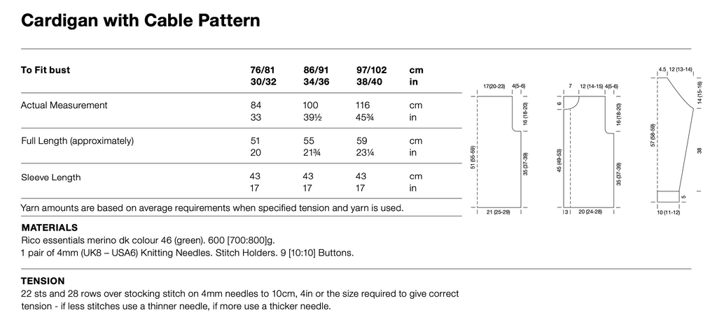 Cabled Womens Knitted Cardigan Pattern 039