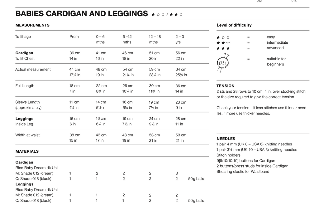 Baby Dream Uni Pattern 1038 Cardigan & Leggings