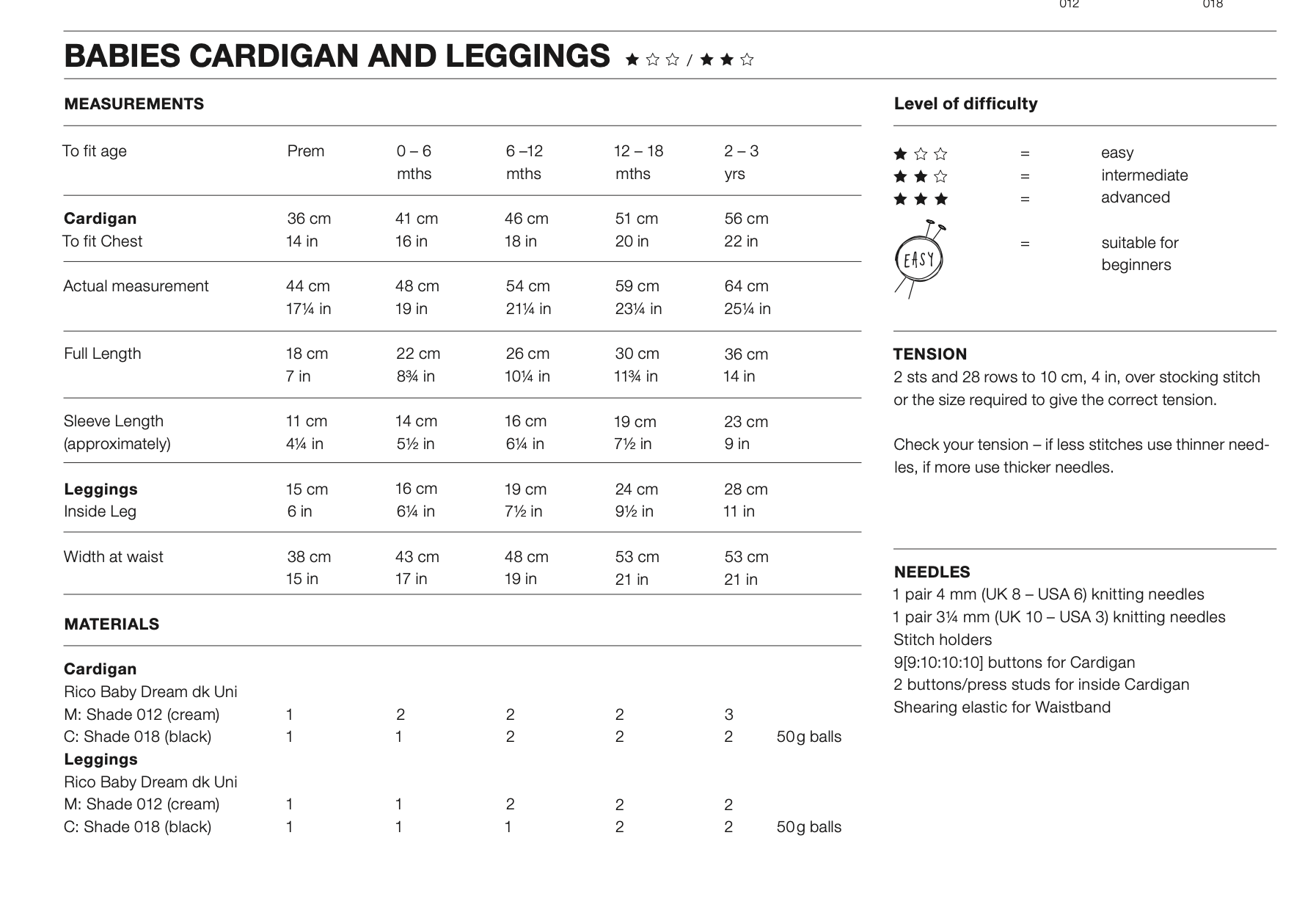 Baby Dream Uni Pattern 1038 Cardigan & Leggings