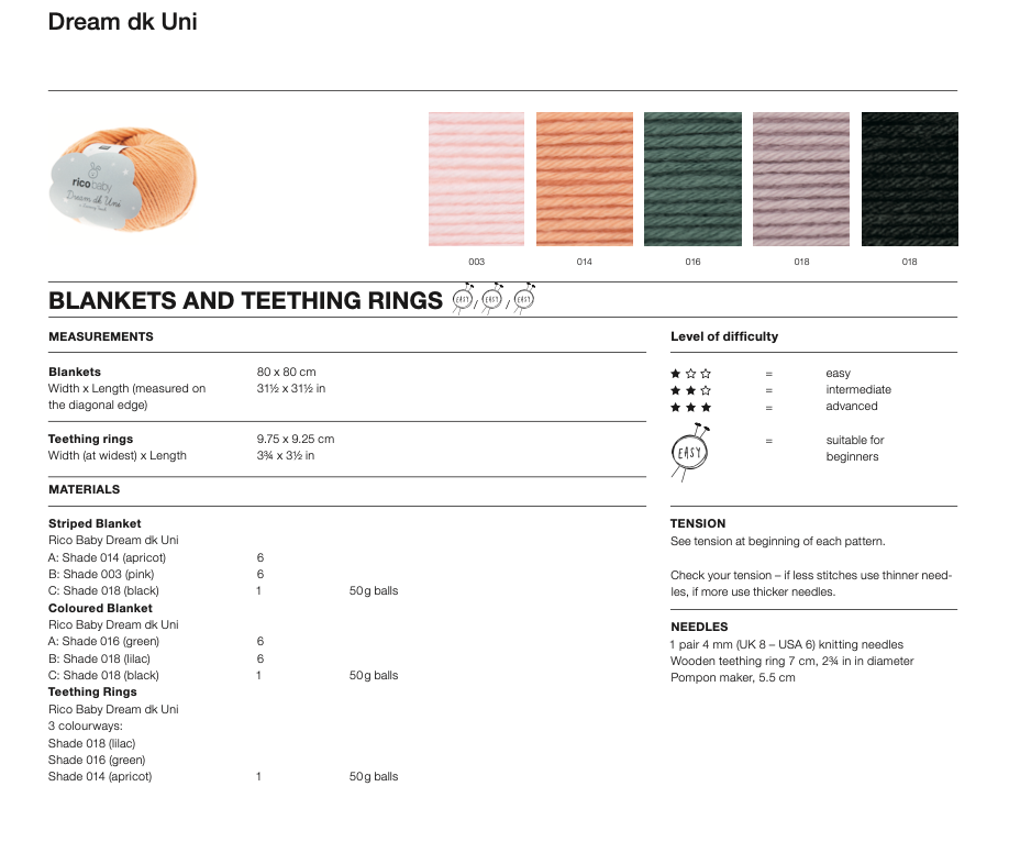 Baby Dream Uni Pattern 1039 Blankets & Teething Rings