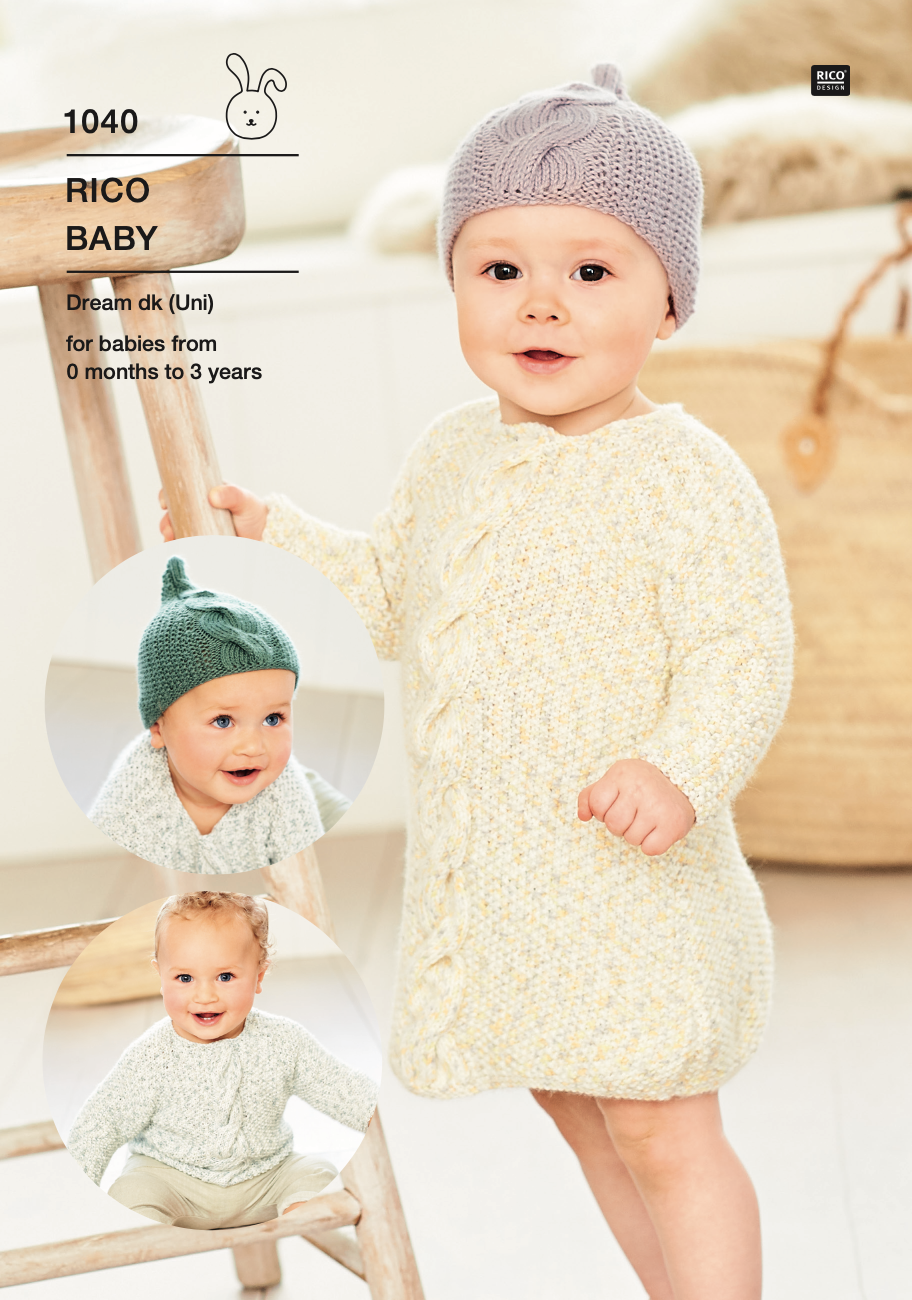 Baby Dream Uni Pattern 1040 Sweater, dress & hat