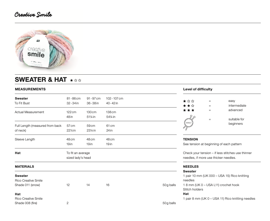 Smile Knitting Pattern 1048 : Ladies Jumper & Hat (D)