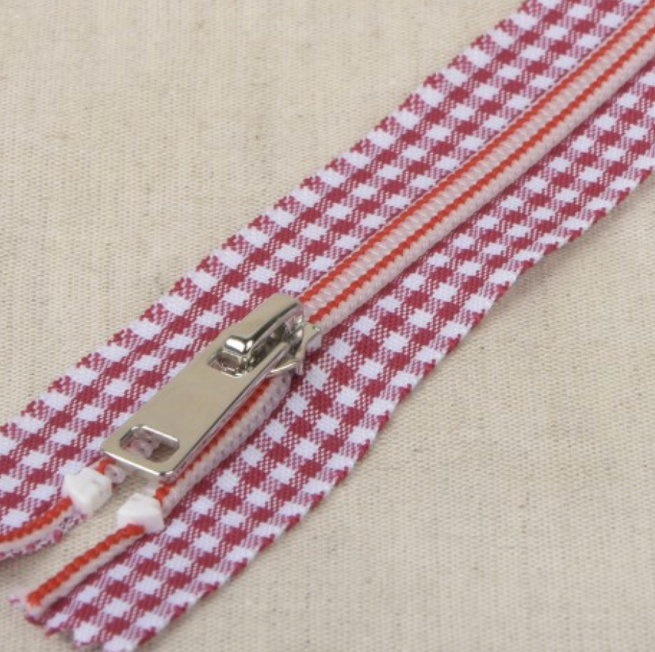 Gingham Zip 20cm : Red