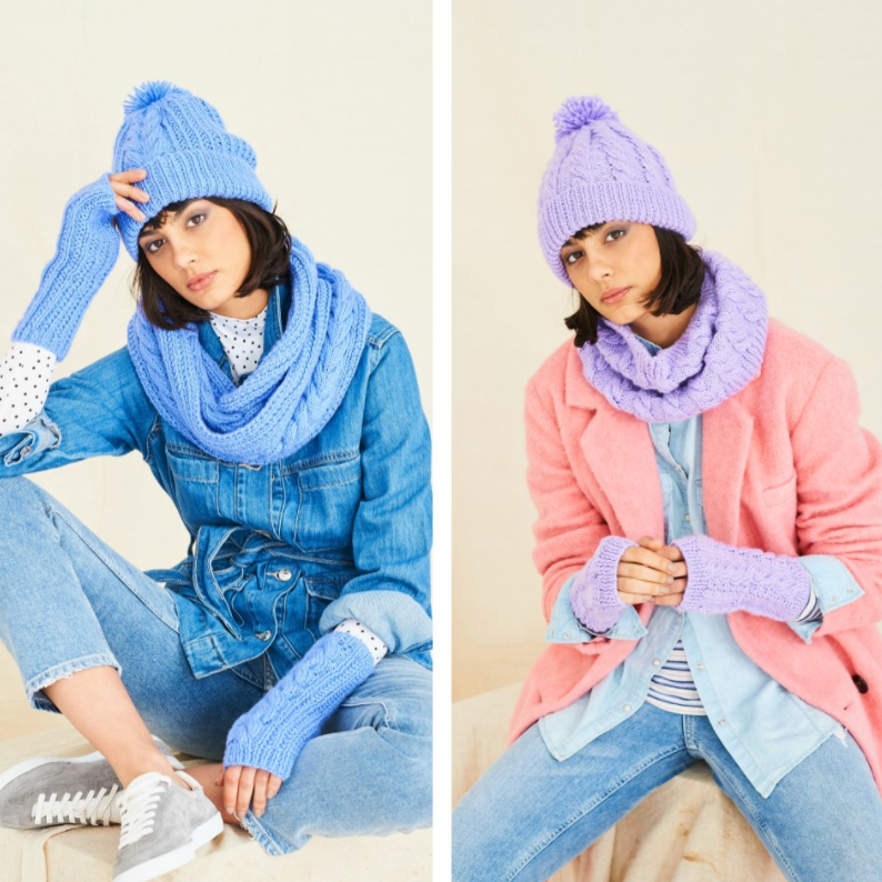 Stylecraft Aran Special Aran Pattern 9770 : Hat Scarf & Wrist Warmers