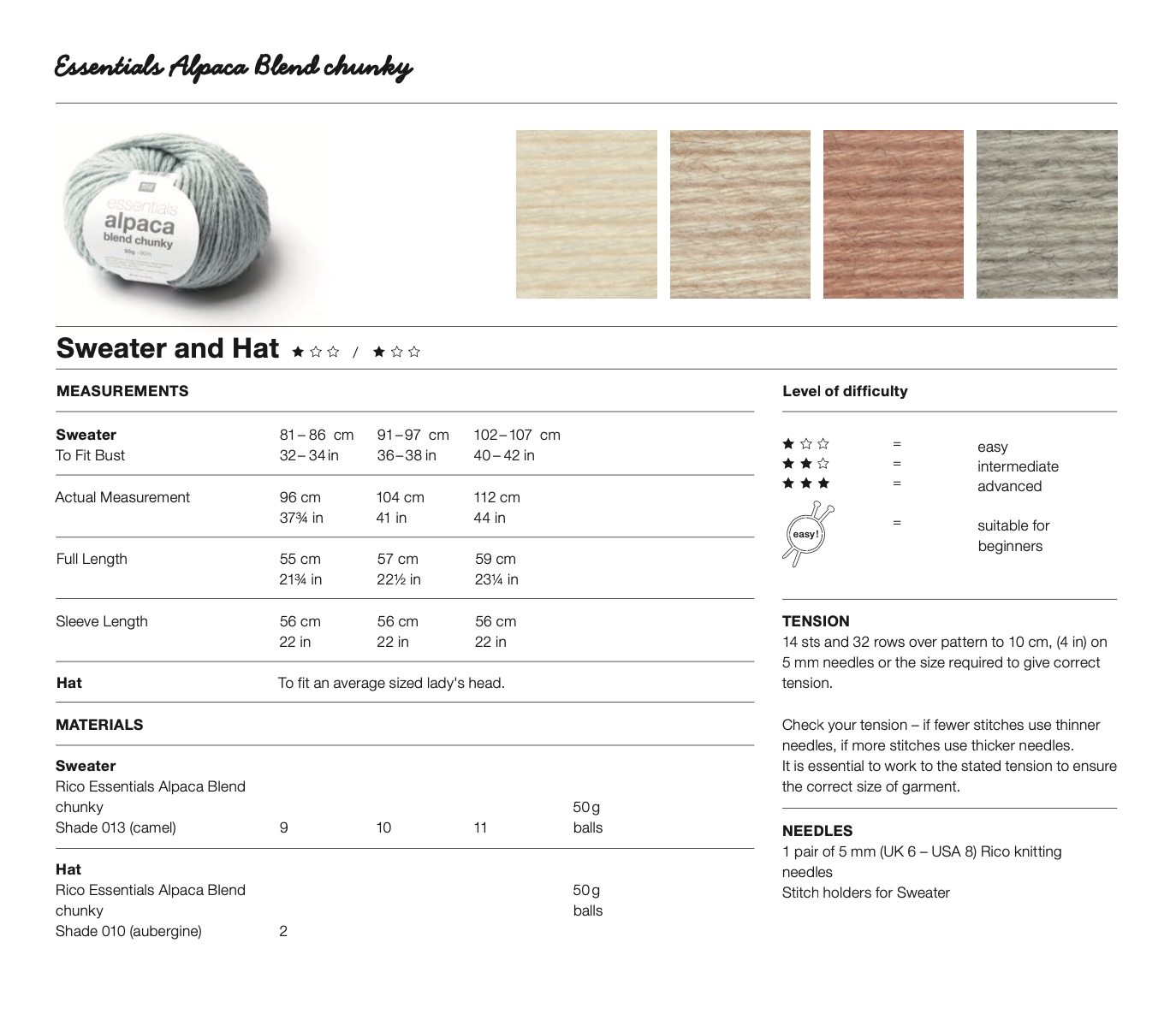 Rico Alpaca Blend Chunky Knitting Pattern 496 (D) adult jumper