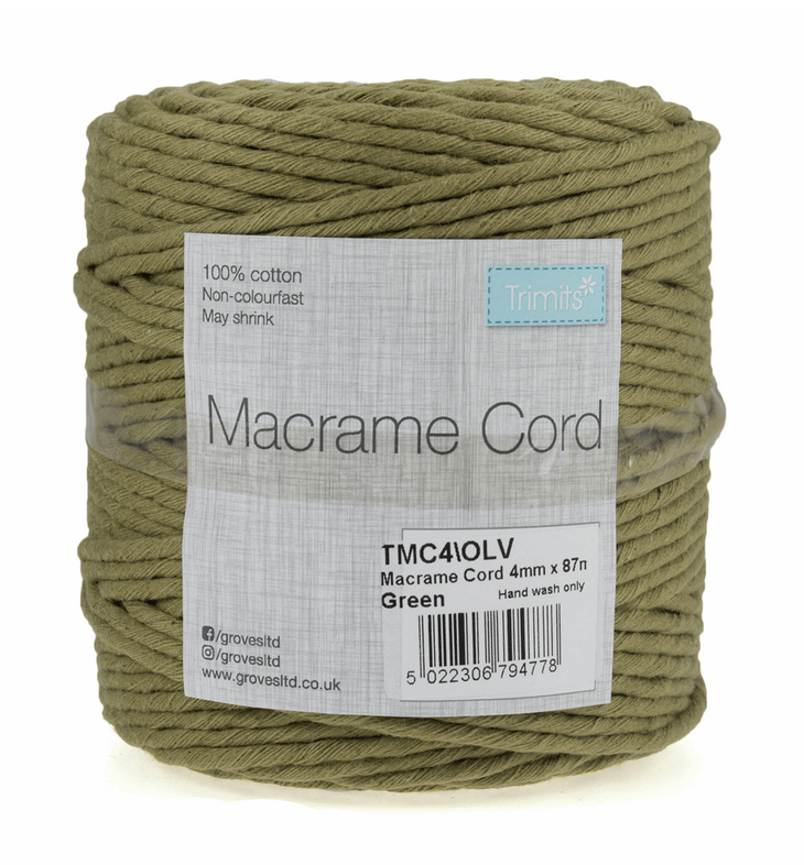 Macramé Cord: 87m x 4mm: Olive