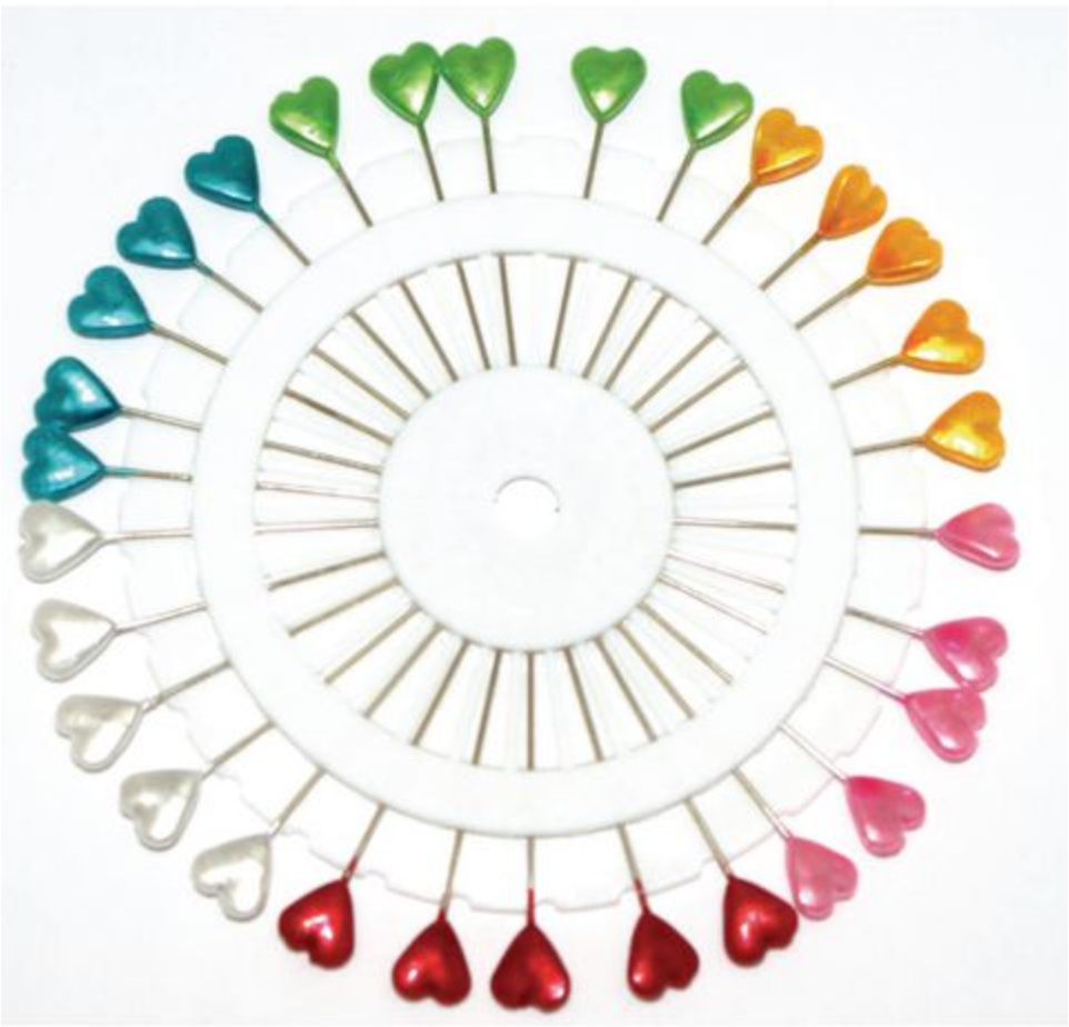 Heart Sewing Long Pins Pinwheel (30 pins)