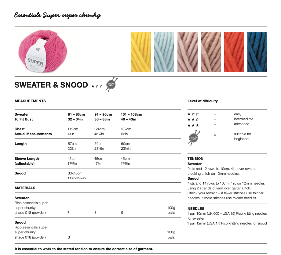 Rico Essentials Super Pattern 379 Sweater & Snood