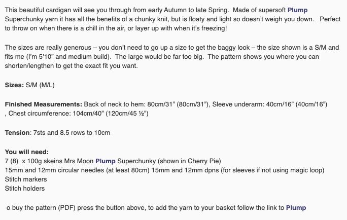 Chunky Boyfriend Cardigan Pattern by Mrs Moon