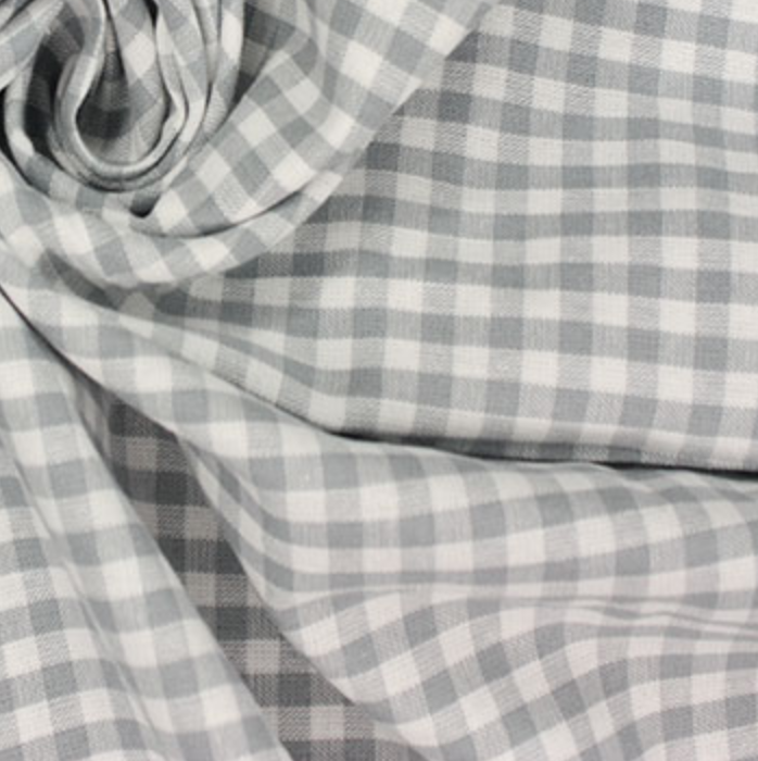 Gingham 100% Cotton Fabric - by the metre : Grey & White