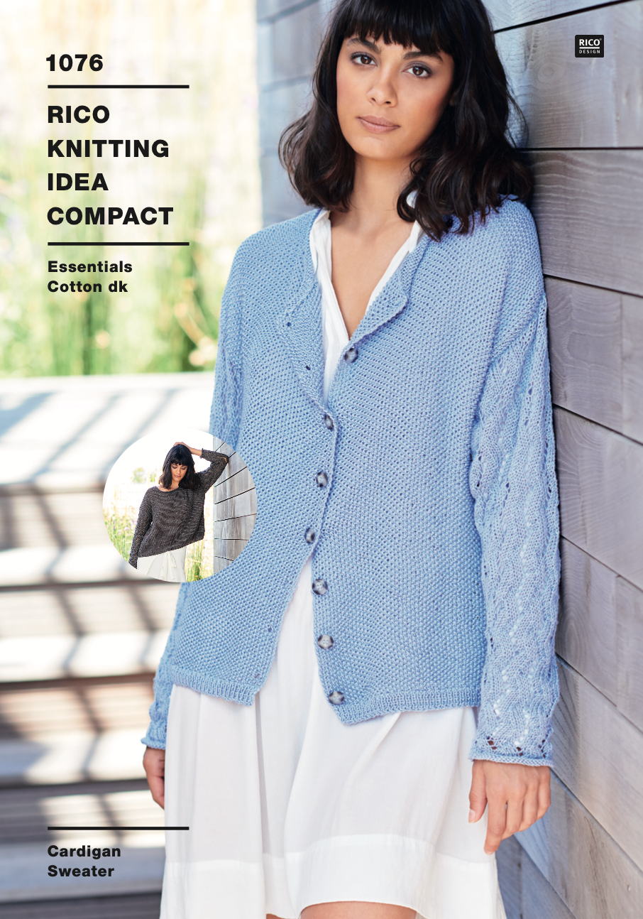 Rico Essentials Cotton DK Cardigan and Sweater Knitting Pattern 1076