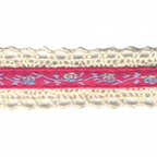 Lace Edged Jacquard Flower Ribbon : Pink