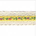 Lace Edged Jacquard Flower Ribbon : Yellow