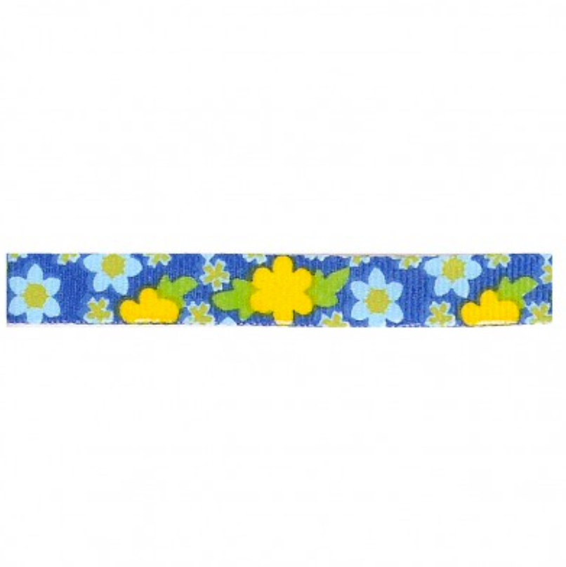 Retro Flower Power Seventies Ribbon 10mm : Blue