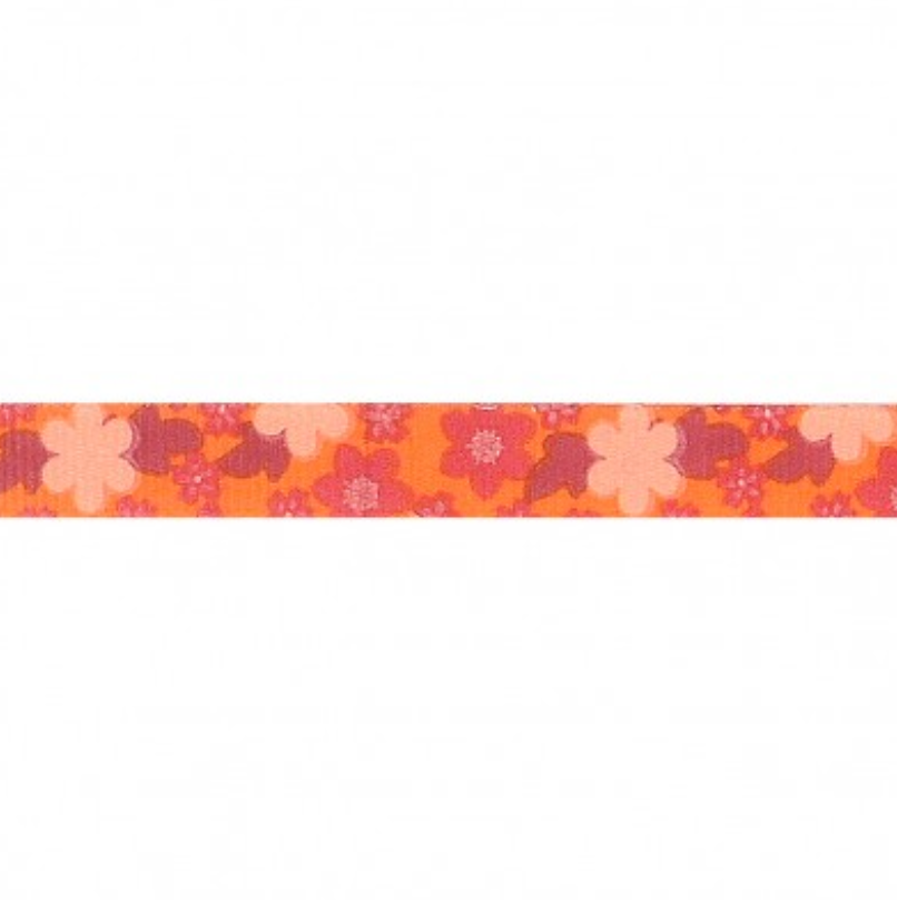 Retro Flower Power Seventies Ribbon 10mm : Orange / Red
