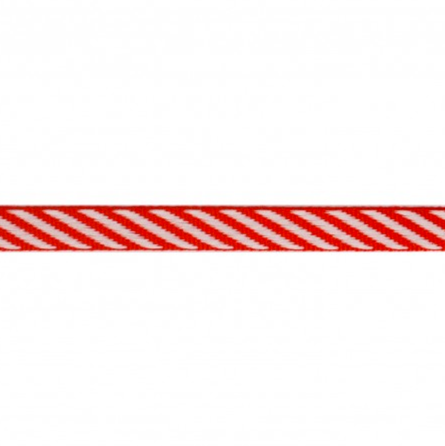 Serge Diagonal Stripe Ribbon 9mm : Red