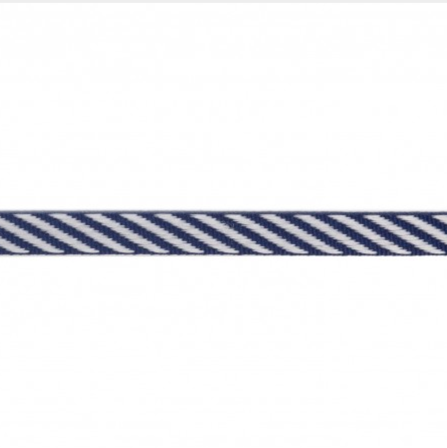 Serge Diagonal Stripe Ribbon 9mm : Navy