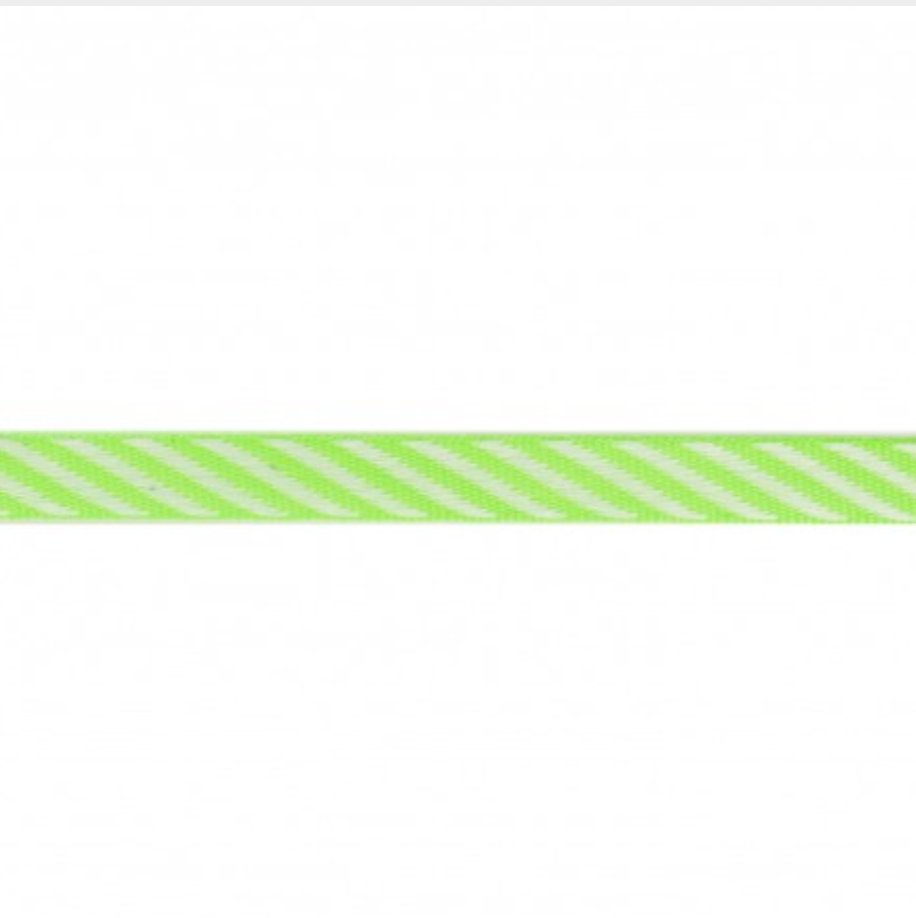 Serge Diagonal Stripe Ribbon 9mm : Green