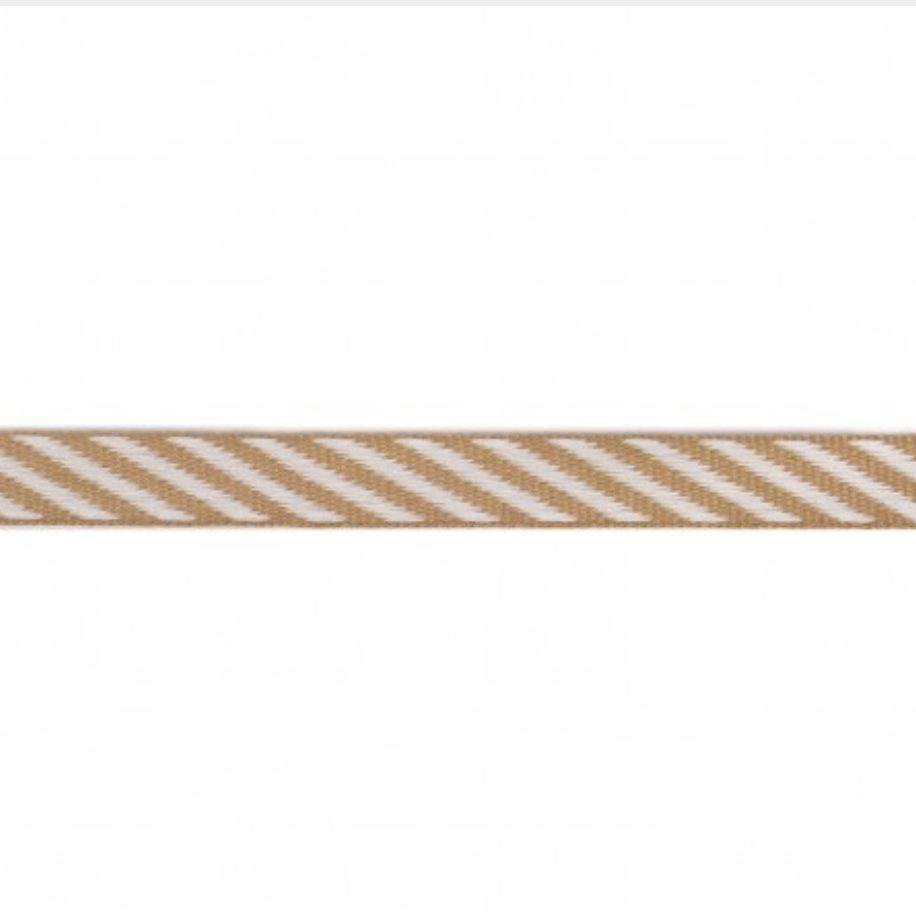Serge Diagonal Stripe Ribbon 9mm : Beige