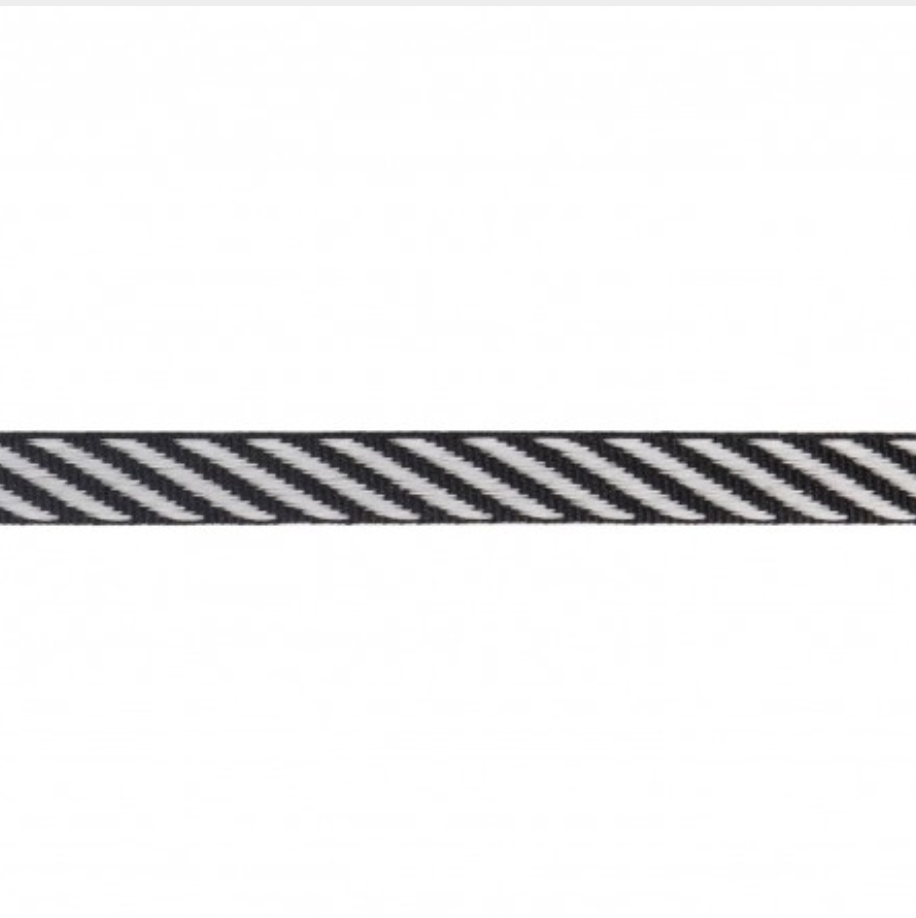 Serge Diagonal Stripe Ribbon 9mm : Black