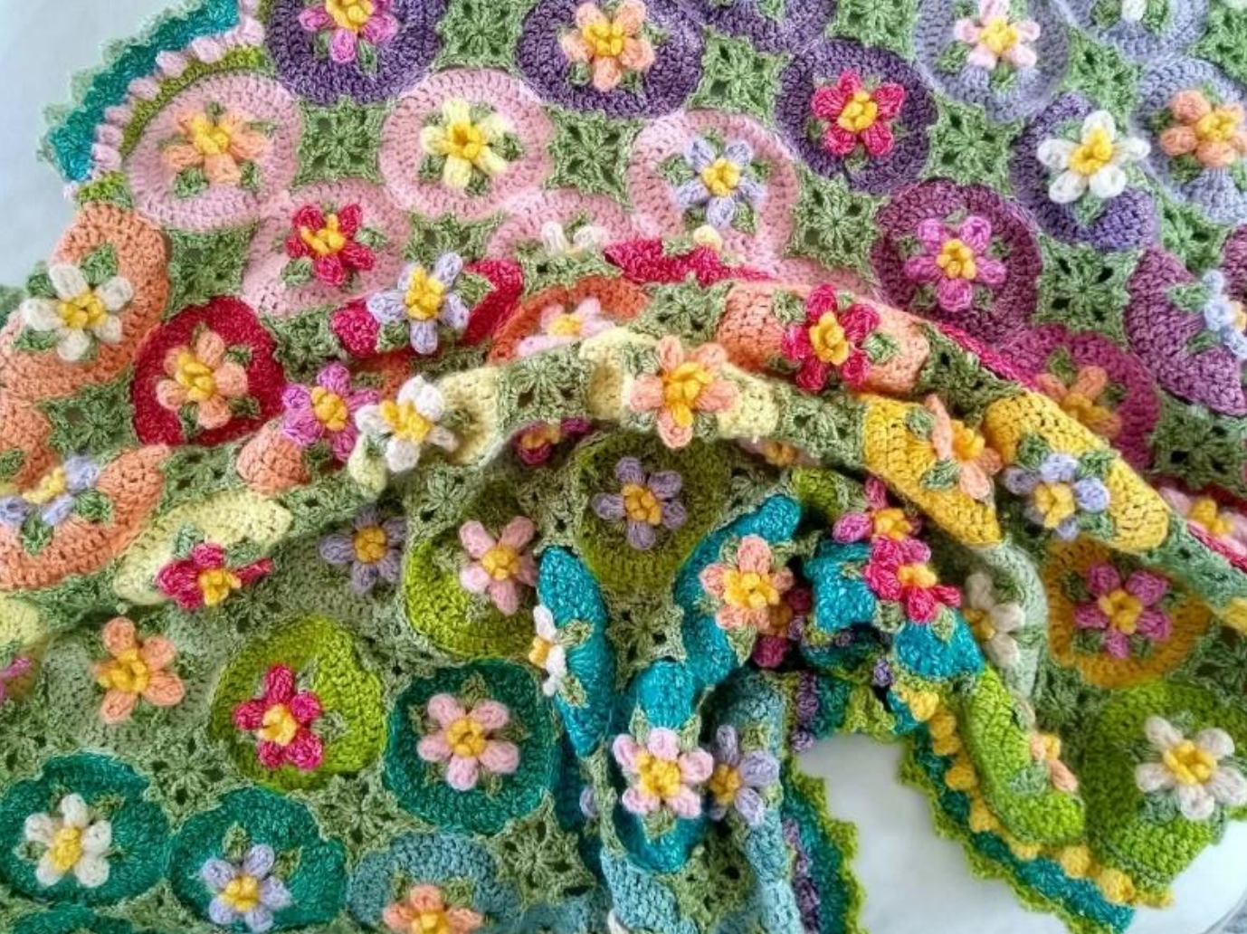 Macaroon Blossom Afghan / Blanket Crochet Pattern