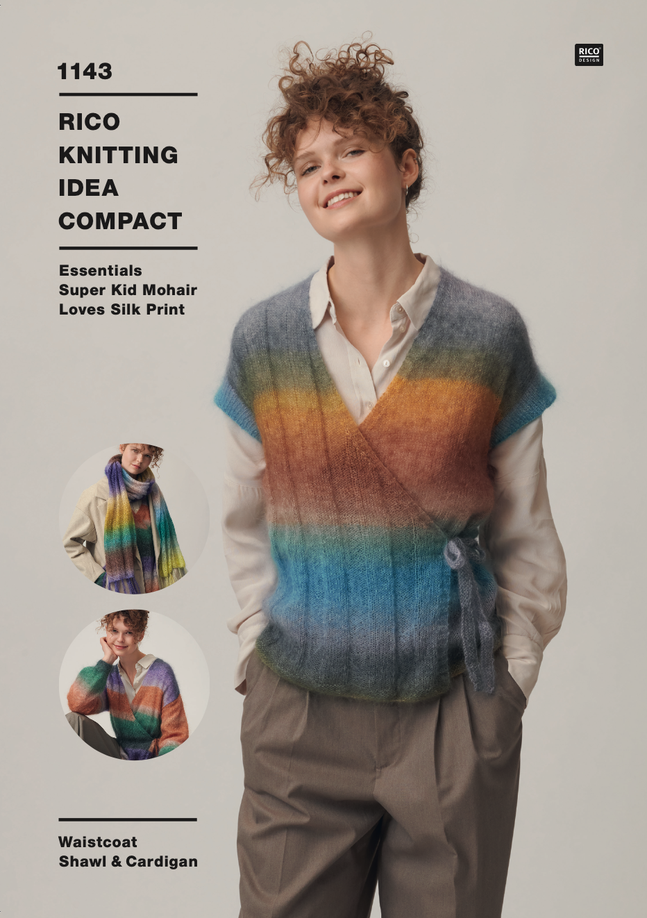 Rico Knitting Pattern 1143 Wrap Waistcoat & Cardigan & Scarf : Super Kid Mohair Loves Silk