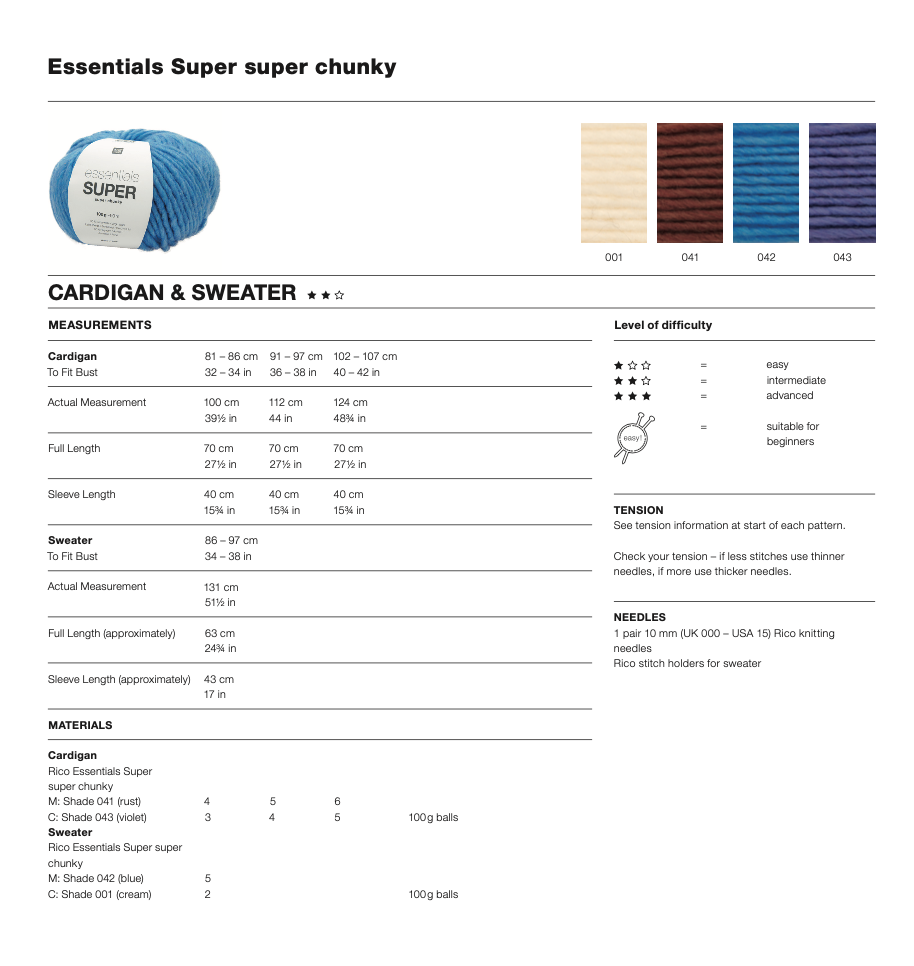 Rico Essentials Super Chunky Pattern 1145 Cloud Jumper & Striped Cardigan (Digital)