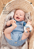Baby Dream Uni Knitting Pattern 1155 Dungarees & Hat
