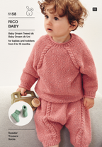 Baby Dream Uni Knitting Pattern 1158 Sweater Trousers & Bootee Socks