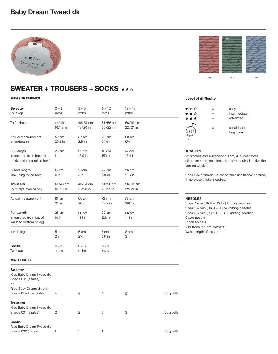 Baby Dream Uni Knitting Pattern 1158 Sweater Trousers & Bootee Socks