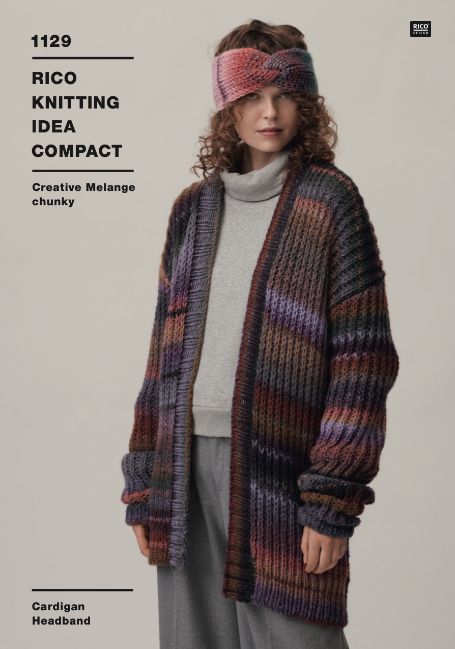 Creative Melange Chunky Knitting Pattern 1129 : Cardigan & Headband