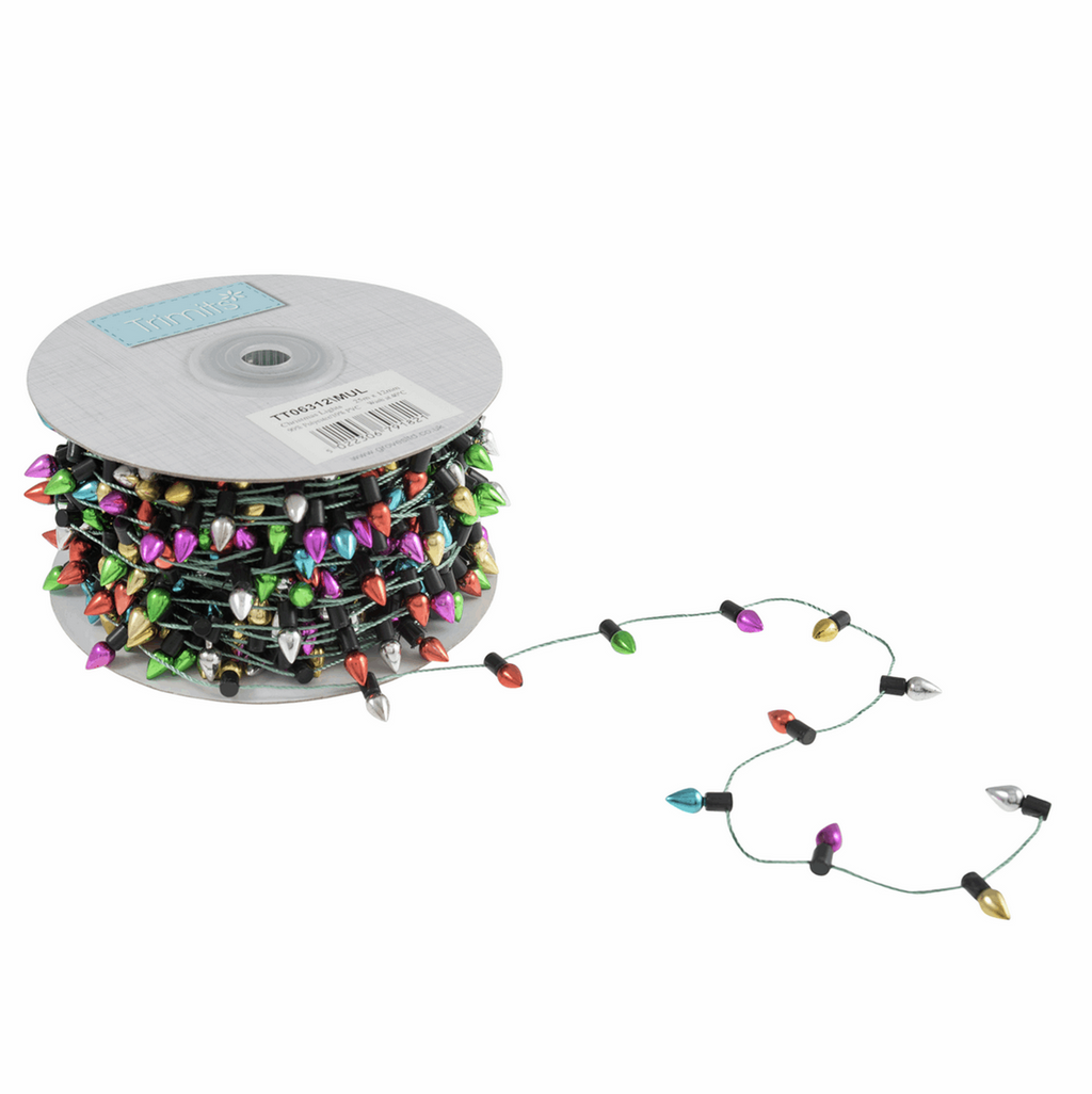 Christmas Lights Trim: 12mm : Multi Coloured : per metre